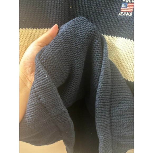VTG Y2K Polo Jeans Co Ralph Lauren Sweater Womens SMALL Flag Knit Fits Small - Picture 8 of 9